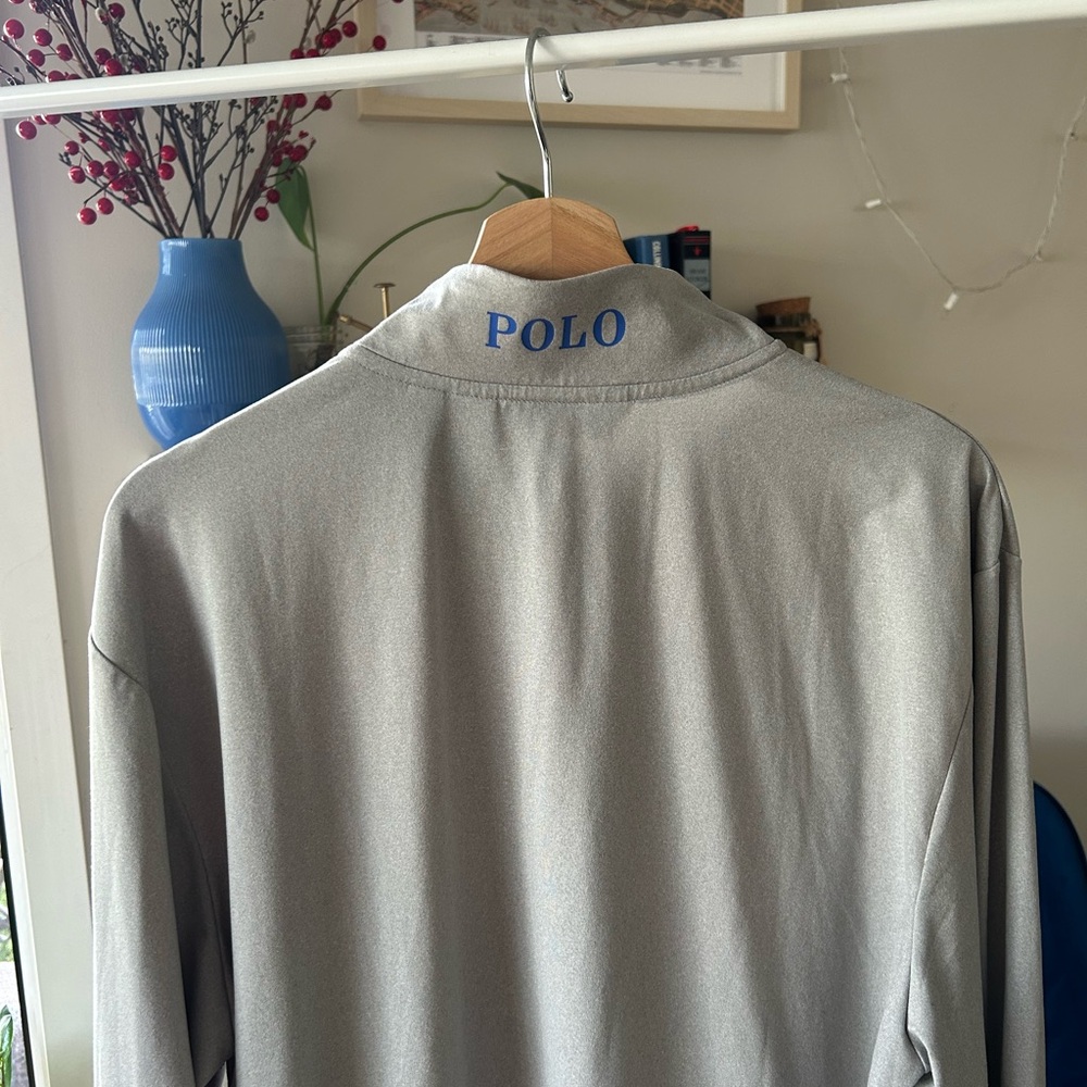 Polo by Ralph Lauren Silver Long Sleeve Shirt with Blue Logo
